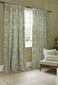 Chinese Lanterns Pencil Pleat, Sage - Ready Made Curtains